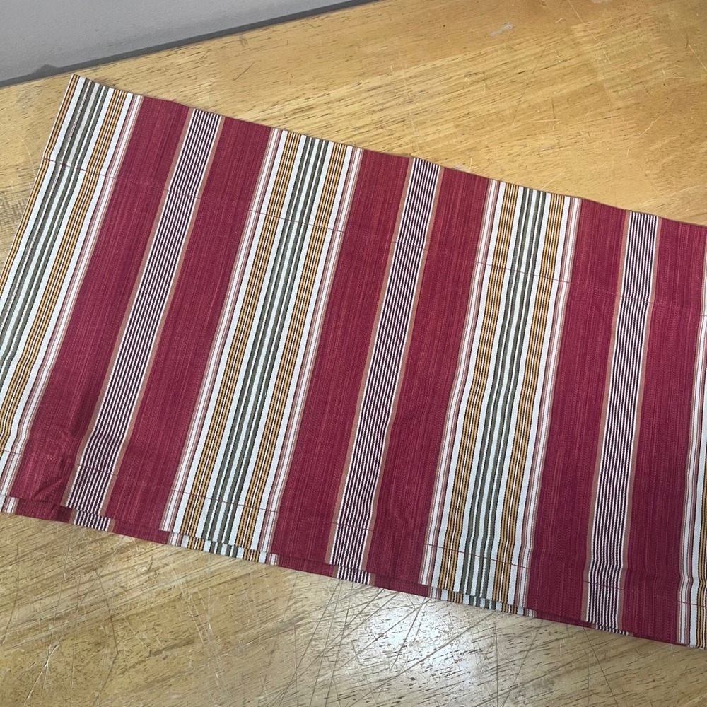 Pottery Barn Valance 44x13 Red Gold Striped Cotton Rod Pocket Window Treatment